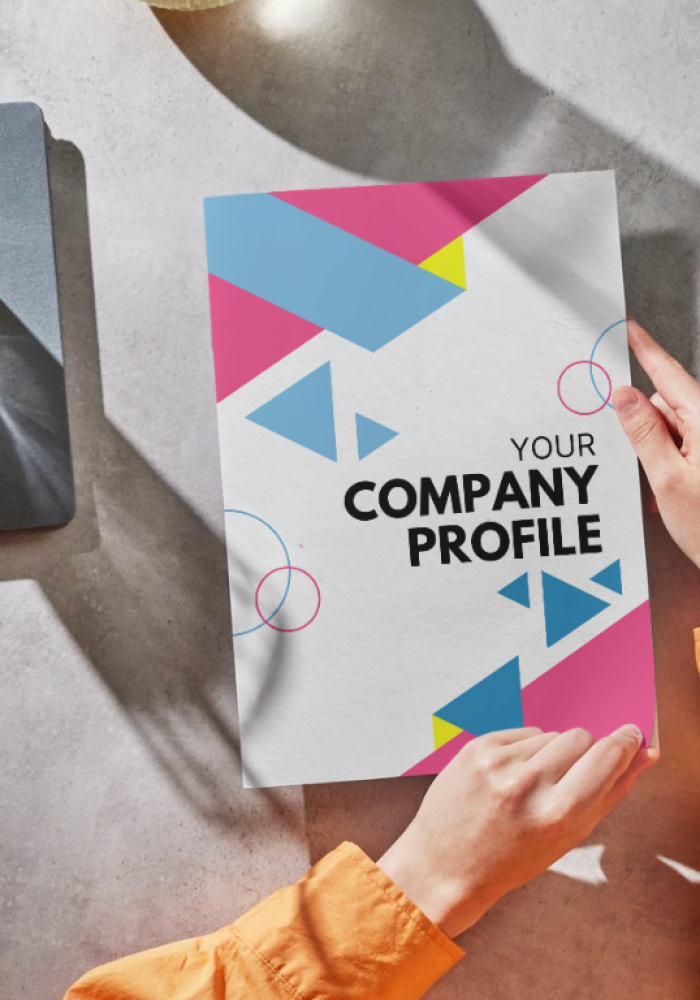 Corporate Printing services shown in a company profile printed by Total Print Management